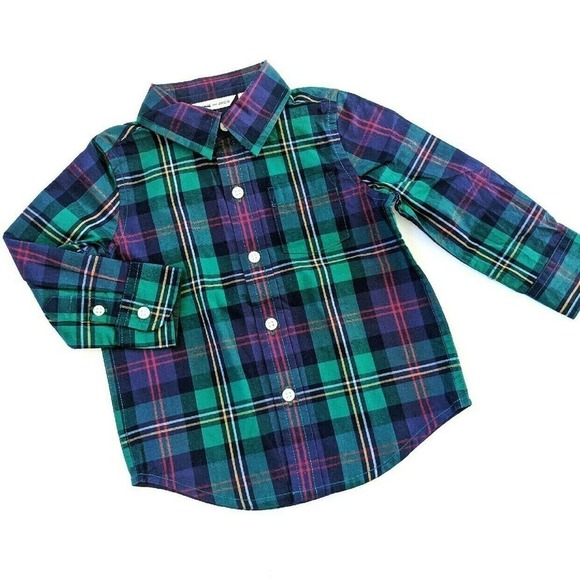 New 18 Months Green Janie Jack Plaid Button Up Holiday
